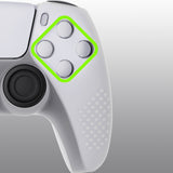 PlayVital 3D Studded Glow in Dark - Green Ergonomic Soft Controller Silicone Case Grips for PS5, Rubber Protector Skins with 6 Clear White Thumbstick Caps for PS5 Controller - TDPF027