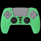 PlayVital 3D Studded Glow in Dark - Green Ergonomic Soft Controller Silicone Case Grips for PS5, Rubber Protector Skins with 6 Clear White Thumbstick Caps for PS5 Controller - TDPF027