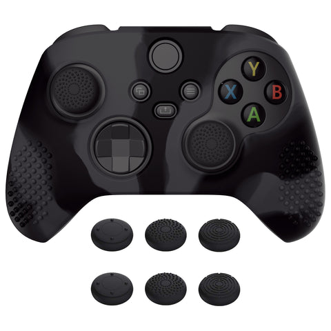 PlayVital Dark Gray & Black 3D Studded Edition Anti-slip Silicone Cover Skin for Xbox Series X Controller, Soft Rubber Case Protector for Xbox Series S Controller with 6 Black Thumb Grip Caps - SDX3024