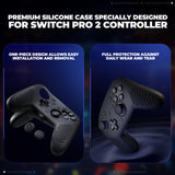 PlayVital 3D Studded Edition Silicone Cover Skin for Nintendo Switch 2 Pro Controller, Anti-Slip Grip Protector Case for Switch 2 Pro with Back Button Cap, Thumb Grips & Sticker - Black - TVCPTP001