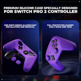 PlayVital 3D Studded Edition Silicone Cover Skin for Nintendo Switch 2 Pro Controller, Anti-Slip Grip Protector Case for Switch 2 Pro with Back Button Cap, Thumb Grips & Sticker - Purple - TVCPTP005