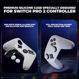 PlayVital 3D Studded Edition Silicone Cover Skin for Nintendo Switch 2 Pro Controller, Anti-Slip Grip Protector Case for Switch 2 Pro with Back Button Cap, Thumb Grips & Sticker - White - TVCPTP002