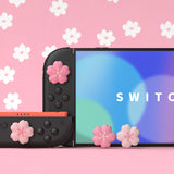 PlayVital 4 Pcs Thumb Grips for Nintendo Switch 2, Kawaii Silicone Thumbstick Caps for Joycon 2, Joystick Cover for Switch 2 Accessories - Blush Cherry Blossom Petals - WWYNTJ027
