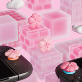 PlayVital 4 Pcs Thumb Grips for Nintendo Switch 2, Kawaii Silicone Thumbstick Caps for Joycon 2, Joystick Cover for Switch 2 Accessories - Blush Cherry Blossom Petals - WWYNTJ027