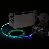 PlayVital 6.56FT Universal Illuminated Type C to C Charging Cable for PS5 & PS5 Edge Controller, for PS Portal Remote Player & ROG Ally Console, for Xbox Core & Elite Series 2 & Switch Pro Controller - PFLED16