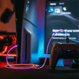 PlayVital 6.56FT Universal Illuminated Type C to C Charging Cable for PS5 & PS5 Edge Controller, for PS Portal Remote Player & ROG Ally Console, for Xbox Core & Elite Series 2 & Switch Pro Controller - PFLED16
