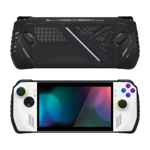 PlayVital ABSOLUTE TPU Protective Case for ROG Ally, Anti-Slip Grip Cover with Joystick Caps for ROG Ally Accessories, Anti-Scratch & Shockproof - Black - LKURGM001