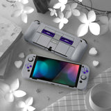 PlayVital AlterGrips Protective Slim Case for Nintendo Switch OLED, Ergonomic Grip Cover for Joycon, Dockable Hard Shell for Switch OLED with Thumb Grip Caps & Button Caps - Classics SNES Style - JSOYY7003