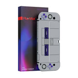 PlayVital AlterGrips Protective Slim Case for Nintendo Switch OLED, Ergonomic Grip Cover for Joycon, Dockable Hard Shell for Switch OLED with Thumb Grip Caps & Button Caps - Classics SNES Style - JSOYY7003
