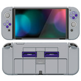 PlayVital AlterGrips Protective Slim Case for Nintendo Switch OLED, Ergonomic Grip Cover for Joycon, Dockable Hard Shell for Switch OLED with Thumb Grip Caps & Button Caps - Classics SNES Style - JSOYY7003