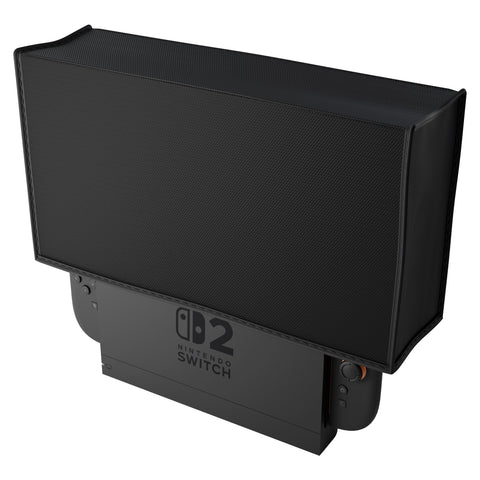 PlayVital Dust Cover for Nintendo Switch 2, Anti Scratch Dust Guard Waterproof Cover Sleeve for Nintendo Switch 2 Console & Charging Dock - Black - NAWNTM001