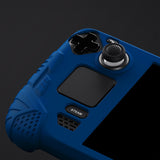 PlayVital Armor Series Protective Case for Steam Deck LCD, Soft Cover Silicone Protector for Steam Deck with Back Button Enhancement Designed & Thumb Grips Caps - Blue - XFSDP006