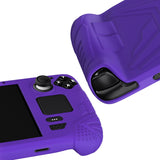PlayVital Armor Series Protective Case for Steam Deck LCD, Soft Cover Silicone Protector for Steam Deck with Back Button Enhancement Designed & Thumb Grips Caps - Purple - XFSDP005