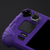 PlayVital Armor Series Protective Case for Steam Deck LCD, Soft Cover Silicone Protector for Steam Deck with Back Button Enhancement Designed & Thumb Grips Caps - Purple - XFSDP005