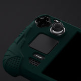PlayVital Armor Series Protective Case for Steam Deck LCD, Soft Cover Silicone Protector for Steam Deck with Back Button Enhancement Designed & Thumb Grips Caps - Racing Green - XFSDP007