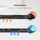 PlayVital BEYOND-GRIP Interchangeable Grip Protective Cover for Nintendo Switch 2 (2025), Ergonomic TPU Dockable Case Accessories for Switch 2 with Joystick Caps, Shockproof - Blue & Orange - XJKNTM009