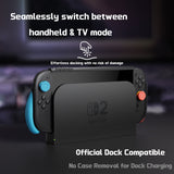 PlayVital BEYOND-GRIP Interchangeable Grip Protective Cover for Nintendo Switch 2 (2025), Ergonomic TPU Dockable Case Accessories for Switch 2 with Joystick Caps, Shockproof - Blue & Orange - XJKNTM009