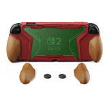 PlayVital BEYOND-GRIP Interchangeable Grip Protective Cover for Nintendo Switch 2 (2025), Ergonomic TPU Dockable Case Accessories for Switch 2 with Joystick Caps, Shockproof - Red & Orange - XJKNTM004