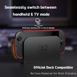 PlayVital BEYOND-GRIP Interchangeable Grip Protective Cover for Nintendo Switch 2 (2025), Ergonomic TPU Dockable Case Accessories for Switch 2 with Joystick Caps, Shockproof - Red & Orange - XJKNTM004