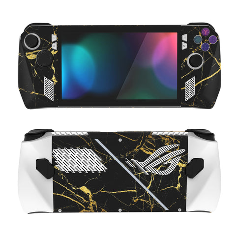 PlayVital Black & Gold Marble Effect Custom Stickers Vinyl Wraps Protective Skin Decal for ROG Ally Handheld Gaming Console - RGTM006