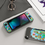 PlayVital Blocks Adventure Protective Case for NS, Soft TPU Slim Case Cover for NS Joycon Console with Colorful ABXY Direction Button Caps - NTU6041G2