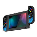 PlayVital Blue Flame Protective Case for NS Switch, Soft TPU Slim Case Cover for NS Switch Joy-Con Console with Colorful ABXY Direction Button Caps - NTU6012G2