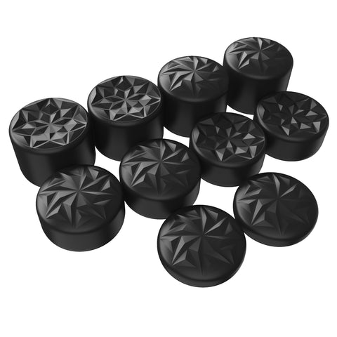 PlayVital 10 Pcs Ergonomic Thumbstick Grips for ps5, for ps4, CRYSTAL Universal Pro Thumb Grip Caps for Xbox Series X/S, Xbox One/Elite Series 2, Switch Pro - with 3 Height Convex and Concave - Black - PJM2051