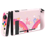 PlayVital Candy Rainbow Unicorn Protective Case for NS Switch, Soft TPU Slim Case Cover for NS Switch Joy-Con Console with Colorful ABXY Direction Button Caps - NTU6010G2