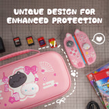 PlayVital Cherry Blossoms Kitten Carrying Case for Nintendo Switch 2, Cute Hard Shell Travel Case with Silicone Charging Port & 10 Game Card Slots, Portable Storage Bag - Pink - METNTJ001