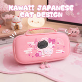 PlayVital Cherry Blossoms Kitten Carrying Case for Nintendo Switch 2, Cute Hard Shell Travel Case with Silicone Charging Port & 10 Game Card Slots, Portable Storage Bag - Pink - METNTJ001