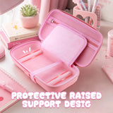 PlayVital Cherry Blossoms Kitten Carrying Case for Nintendo Switch 2, Cute Hard Shell Travel Case with Silicone Charging Port & 10 Game Card Slots, Portable Storage Bag - Pink - METNTJ001