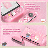 PlayVital Cherry Blossoms Kitten Dockable Hard Shell Protective Case for Nintendo Switch OLED, Silicone Grips for Switch OLED with Thumb Grips, Shockproof - Pink - FQLSOP001