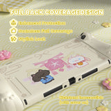 PlayVital Cherry Blossoms Kitten Silicone Grip & PC Shell Case for Nintendo Switch 2,  Cat Ear & Paw Joycon Covers + Dockable Protection + Extra Adjustable Stand - Antique Yellow - HFQNTM002