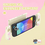 PlayVital Cherry Blossoms Kitten Silicone Grip & PC Shell Case for Nintendo Switch 2,  Cat Ear & Paw Joycon Covers + Dockable Protection + Extra Adjustable Stand - Antique Yellow - HFQNTM002