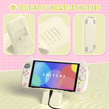 PlayVital Cherry Blossoms Kitten Silicone Grip & PC Shell Case for Nintendo Switch 2,  Cat Ear & Paw Joycon Covers + Dockable Protection + Extra Adjustable Stand - Antique Yellow - HFQNTM002
