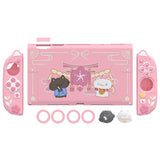 PlayVital Cherry Blossoms Kitten Silicone Grip & PC Shell Case for Nintendo Switch 2,  Cat Ear & Paw Joycon Covers + Dockable Protection + Extra Adjustable Stand - Pink - HFQNTM001