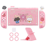 PlayVital Cherry Blossoms Kitten Silicone Grip & PC Shell Case for Nintendo Switch 2,  Cat Ear & Paw Joycon Covers + Dockable Protection + Extra Adjustable Stand - Pink - HFQNTM001