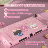PlayVital Cherry Blossoms Kitten Silicone Grip & PC Shell Case for Nintendo Switch 2,  Cat Ear & Paw Joycon Covers + Dockable Protection + Extra Adjustable Stand - Pink - HFQNTM001