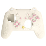 PlayVital Cherry Blossoms Kitten Silicone Cover for Nintendo Switch 2 Pro Controller, Cute Protective Skin Case for Switch 2 Pro Controller with Back Button Cap & Thumb Grip & Sticker - Antique Yellow - HANPTP002