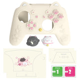PlayVital Cherry Blossoms Kitten Silicone Cover for Nintendo Switch 2 Pro Controller, Cute Protective Skin Case for Switch 2 Pro Controller with Back Button Cap & Thumb Grip & Sticker - Antique Yellow - HANPTP002