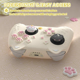 PlayVital Cherry Blossoms Kitten Silicone Cover for Nintendo Switch 2 Pro Controller, Cute Protective Skin Case for Switch 2 Pro Controller with Back Button Cap & Thumb Grip & Sticker - Antique Yellow - HANPTP002