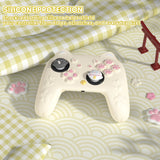 PlayVital Cherry Blossoms Kitten Silicone Cover for Nintendo Switch 2 Pro Controller, Cute Protective Skin Case for Switch 2 Pro Controller with Back Button Cap & Thumb Grip & Sticker - Antique Yellow - HANPTP002