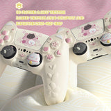 PlayVital Cherry Blossoms Kitten Silicone Cover for PS5 Controller, Anti-slip Grip Skin with Thumb Grip & Sticker, Soft Rubber Protector for PS5 Controller Accessories - Antique Yellow - PQHPFP002