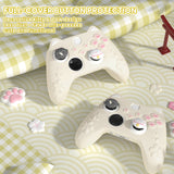 PlayVital Cherry Blossoms Kitten Silicone Cover for Xbox Series X/S, Soft Rubber Cover for Xbox Core Wireless Controller, Anti-slip Grip Protector with Thumb Grips & Sticker - Antique Yellow - HPJX3P001