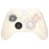 PlayVital Cherry Blossoms Kitten Silicone Cover for Xbox Series X/S, Soft Rubber Cover for Xbox Core Wireless Controller, Anti-slip Grip Protector with Thumb Grips & Sticker - Antique Yellow - HPJX3P001