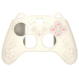 PlayVital Cherry Blossoms Kitten Silicone Cover for Xbox Series X/S, Soft Rubber Cover for Xbox Core Wireless Controller, Anti-slip Grip Protector with Thumb Grips & Sticker - Antique Yellow - HPJX3P001