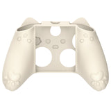 PlayVital Cherry Blossoms Kitten Silicone Cover for Xbox Series X/S, Soft Rubber Cover for Xbox Core Wireless Controller, Anti-slip Grip Protector with Thumb Grips & Sticker - Antique Yellow - HPJX3P001