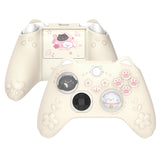 PlayVital Cherry Blossoms Kitten Silicone Cover for Xbox Series X/S, Soft Rubber Cover for Xbox Core Wireless Controller, Anti-slip Grip Protector with Thumb Grips & Sticker - Antique Yellow - HPJX3P001