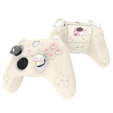 PlayVital Cherry Blossoms Kitten Silicone Cover for Xbox Series X/S, Soft Rubber Cover for Xbox Core Wireless Controller, Anti-slip Grip Protector with Thumb Grips & Sticker - Antique Yellow - HPJX3P001