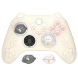 PlayVital Cherry Blossoms Kitten Silicone Cover for Xbox Series X/S, Soft Rubber Cover for Xbox Core Wireless Controller, Anti-slip Grip Protector with Thumb Grips & Sticker - Antique Yellow - HPJX3P001